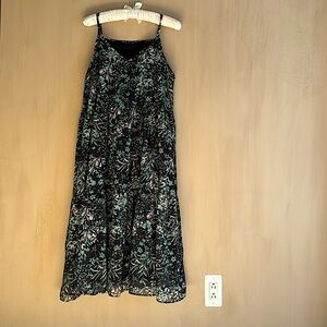 flowy, sleeveless dress with a V-neckline and delicate straps